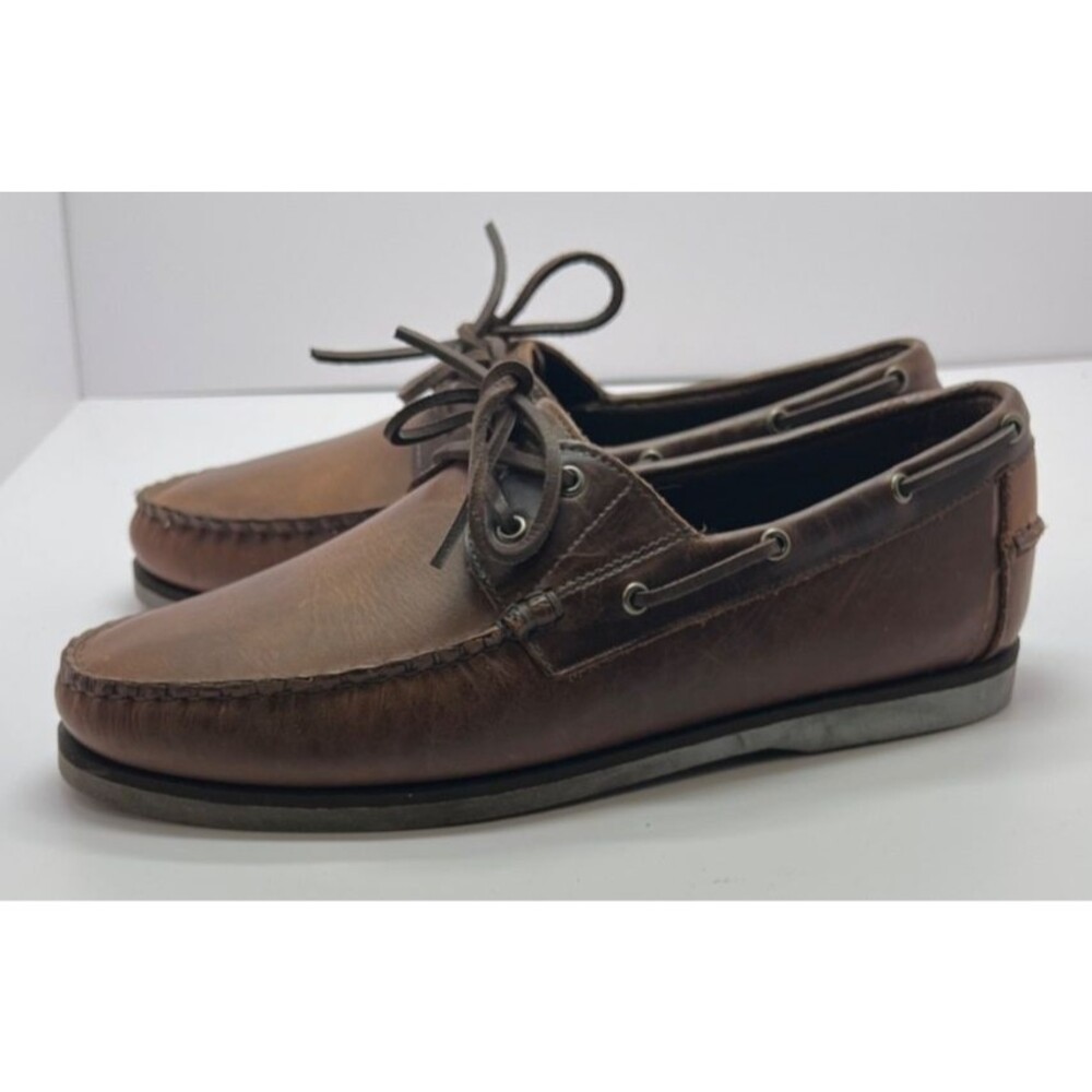 Allen Edmonds Port Washington Force 10 Men's Sz 11 1/2 Brown Leather Boat Shoes
